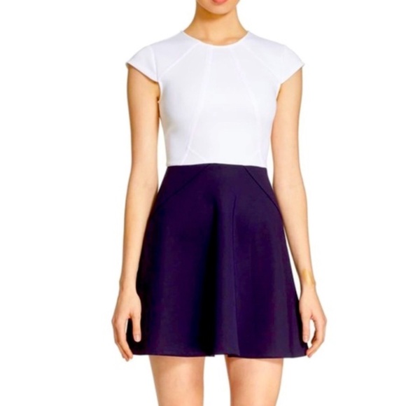 Ted Baker Color Block Navy and White Dress 2 - Picture 1 of 6
